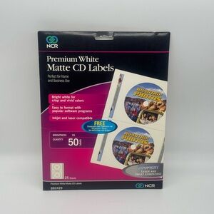 NCR Premium White Matte CD Labels, 25 Sheets, 50 Labels